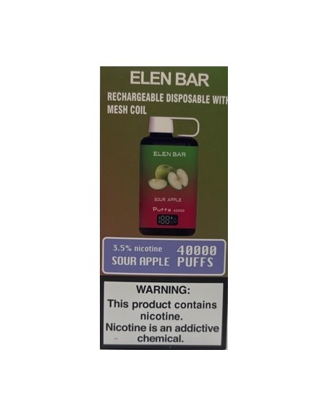 پاد یکبار مصرف الن بار 40000 پاف سیب ترش / ELEN BAR 40000 Puffs SOUR Apple