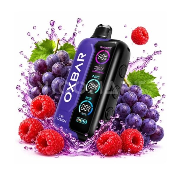 پادیکبار مصرف اوکس بار انگور تمشک 45000 پاف /  OXBAR TRI-FUSION 45000 PUFFS RASPBERRY GRAPE
