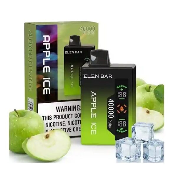 پاد یکبارمصرف الن بار ۴۰۰۰۰ پاف سیب یخ / ELEN BAR 40000 PUFFS APPLE ICE